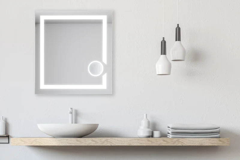 Pyxis 24" x 32" Frameless Lighted Magnification Vanity Wall LED Mirror