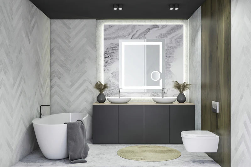 Pyxis 24" x 32" Frameless Lighted Magnification Vanity Wall LED Mirror