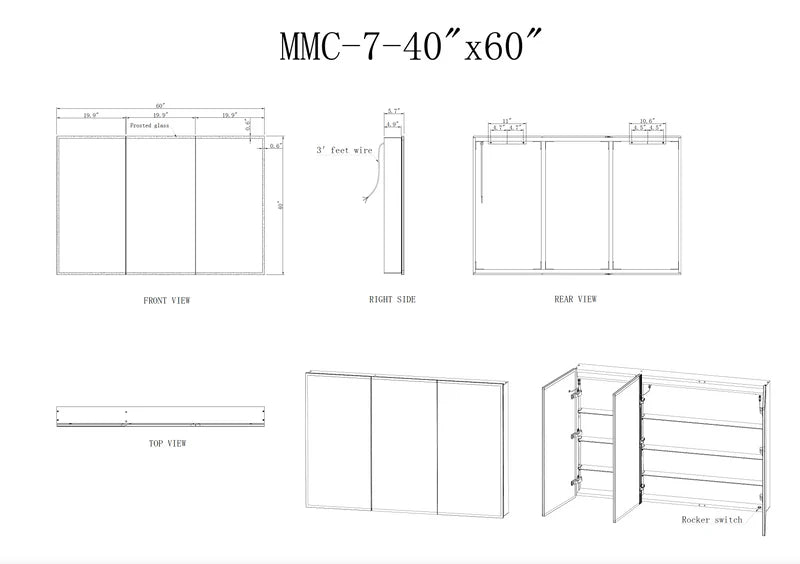 Cassini III Frameless LED Mirror Medicine Cabinet