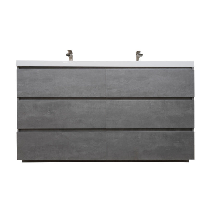 Angeles 60" Freestanding Bathroom Vanity with Reinforced Acrylic Integrated Sink Top