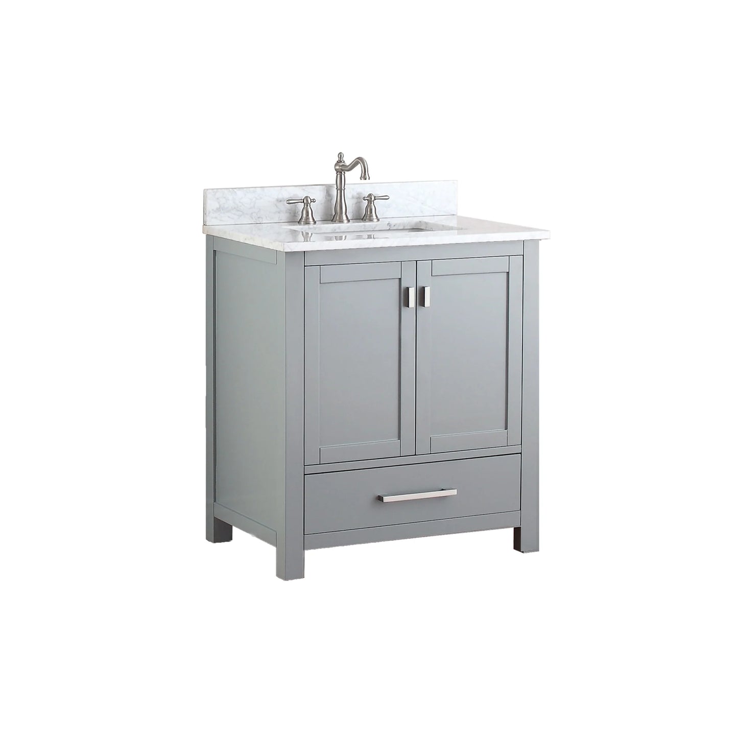 Modero 30" Freestanding Bathroom Vanity with Stone Top and Vitreous China Undermount Sink