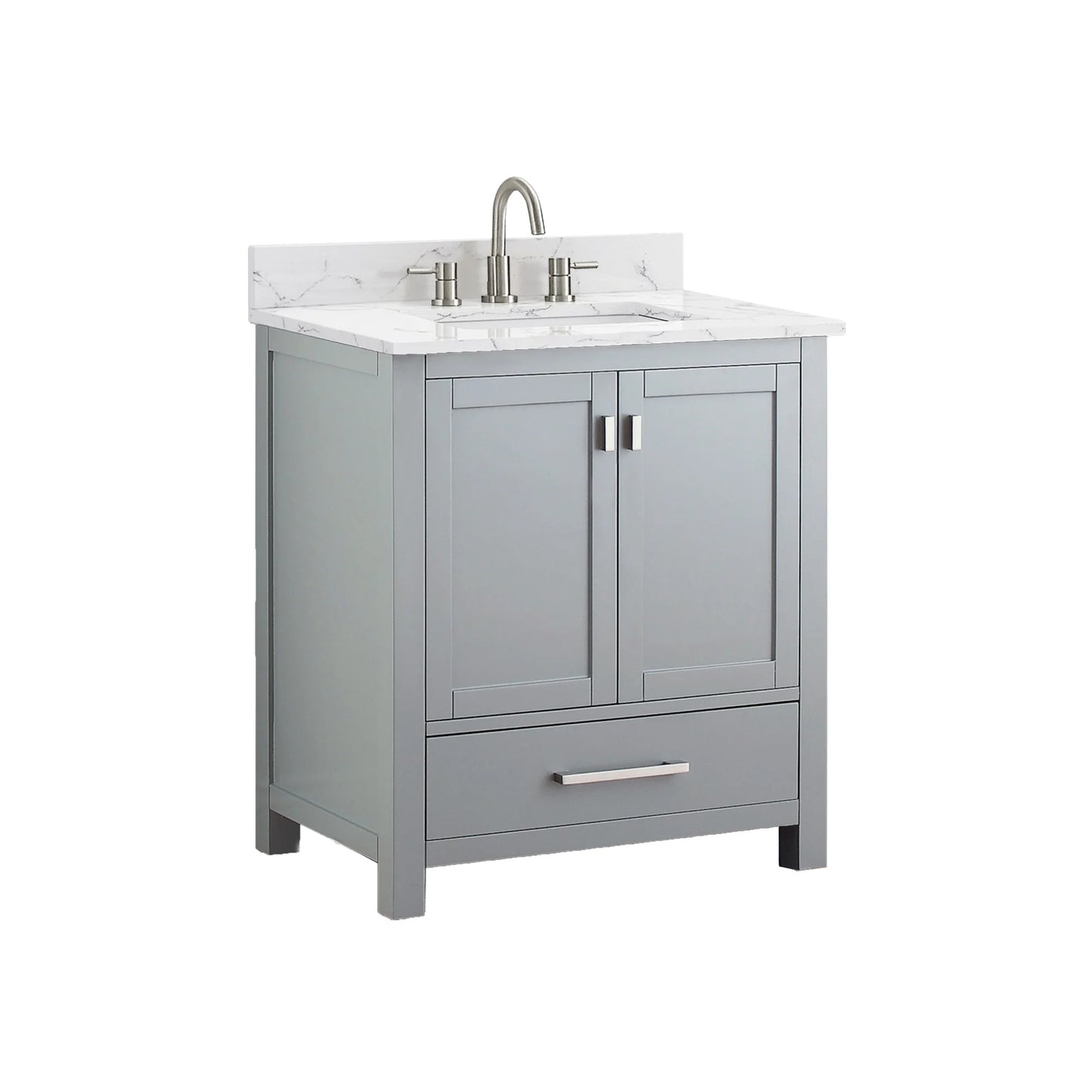 Modero 30" Freestanding Bathroom Vanity with Stone Top and Vitreous China Undermount Sink