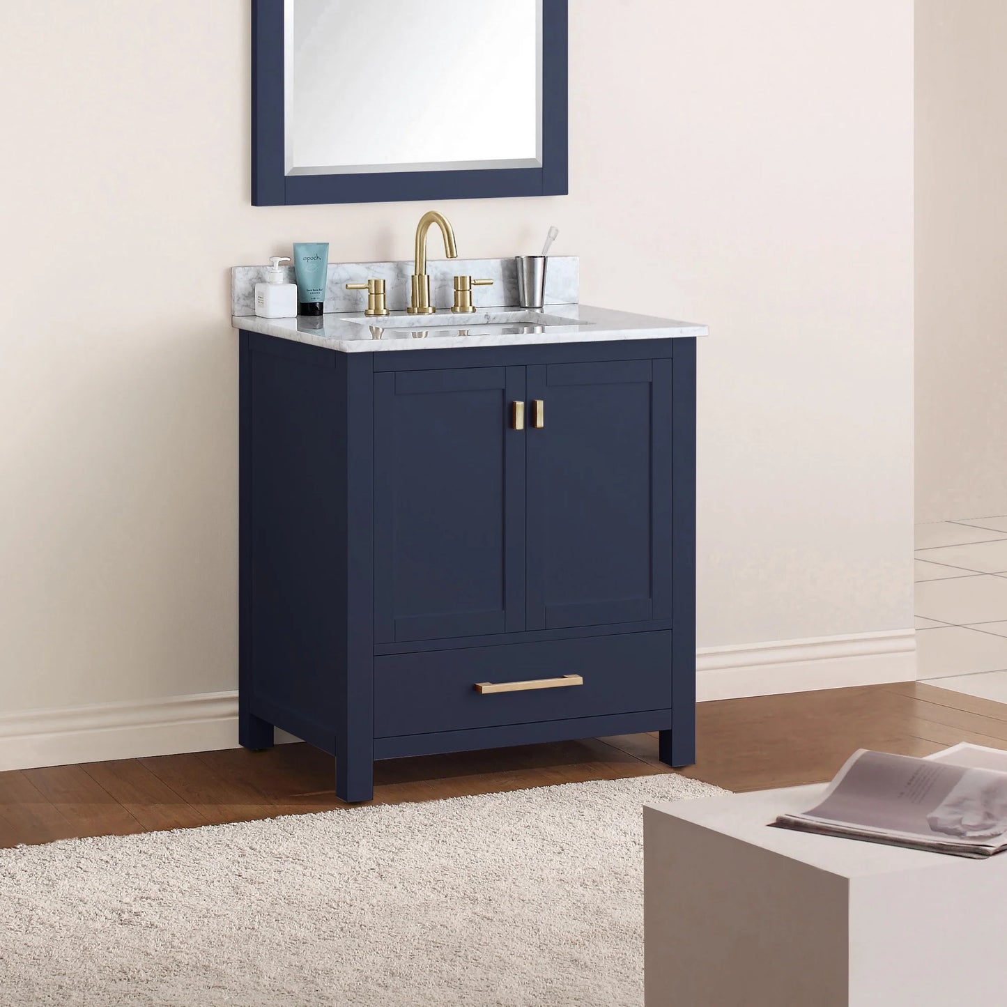 Modero 30" Freestanding Bathroom Vanity with Stone Top and Vitreous China Undermount Sink