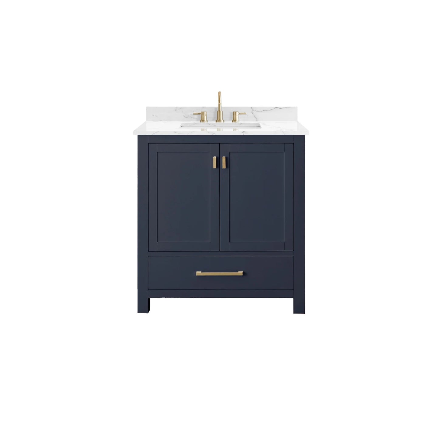 Modero 30" Freestanding Bathroom Vanity with Stone Top and Vitreous China Undermount Sink