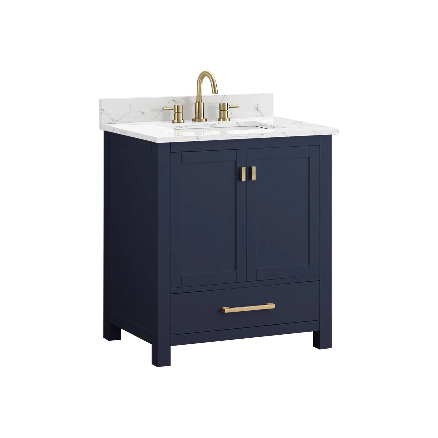 Modero 30" Freestanding Bathroom Vanity with Stone Top and Vitreous China Undermount Sink