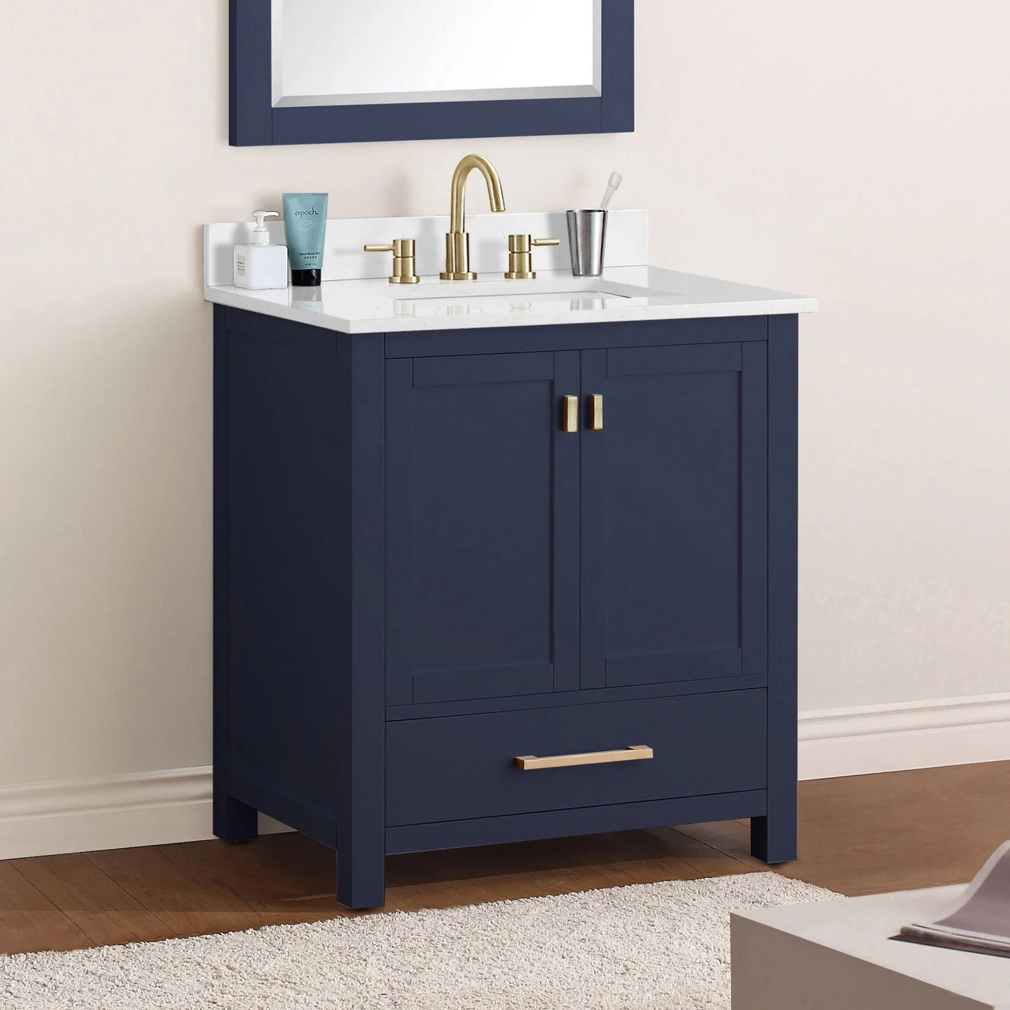 Modero 30" Freestanding Bathroom Vanity with Stone Top and Vitreous China Undermount Sink