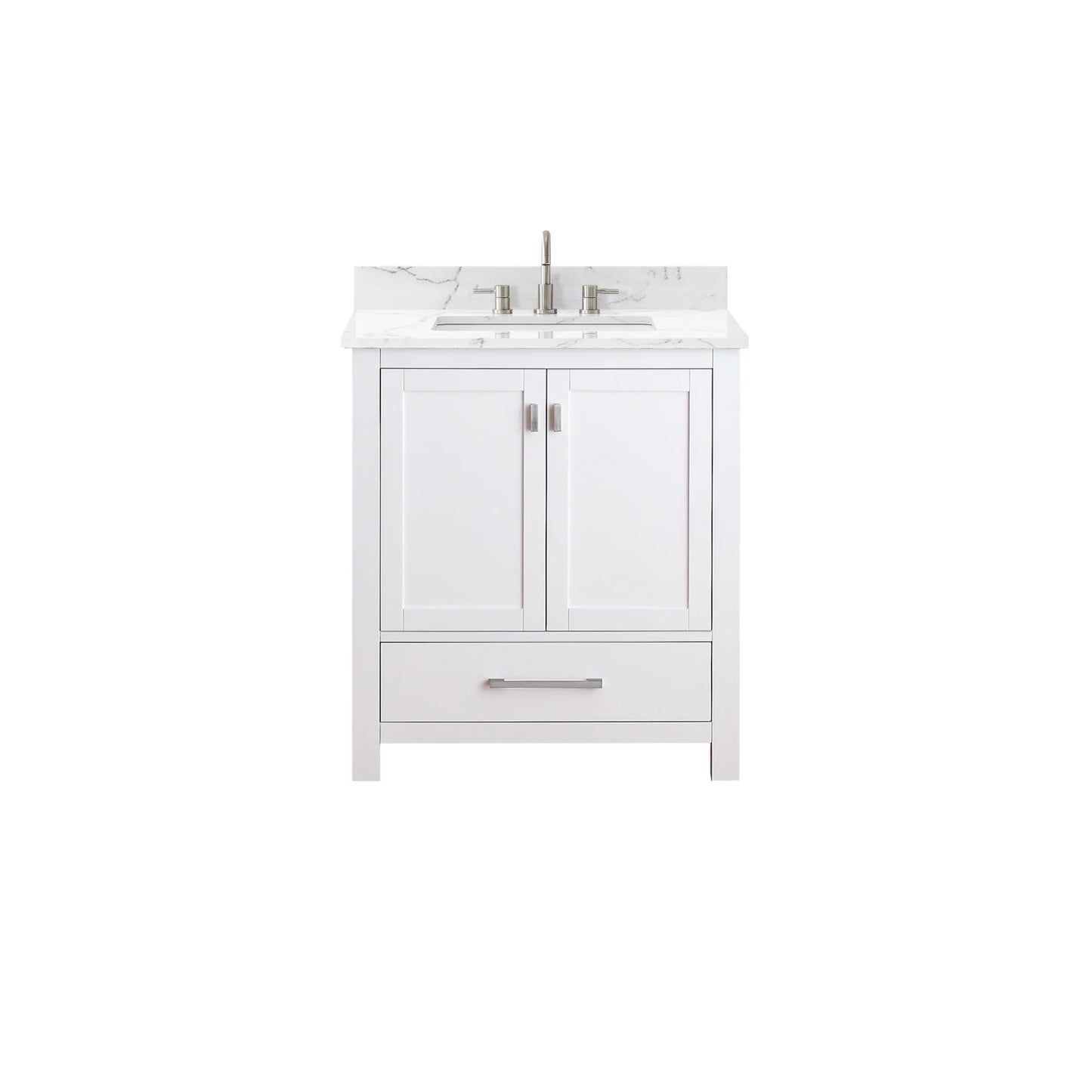 Modero 30" Freestanding Bathroom Vanity with Stone Top and Vitreous China Undermount Sink