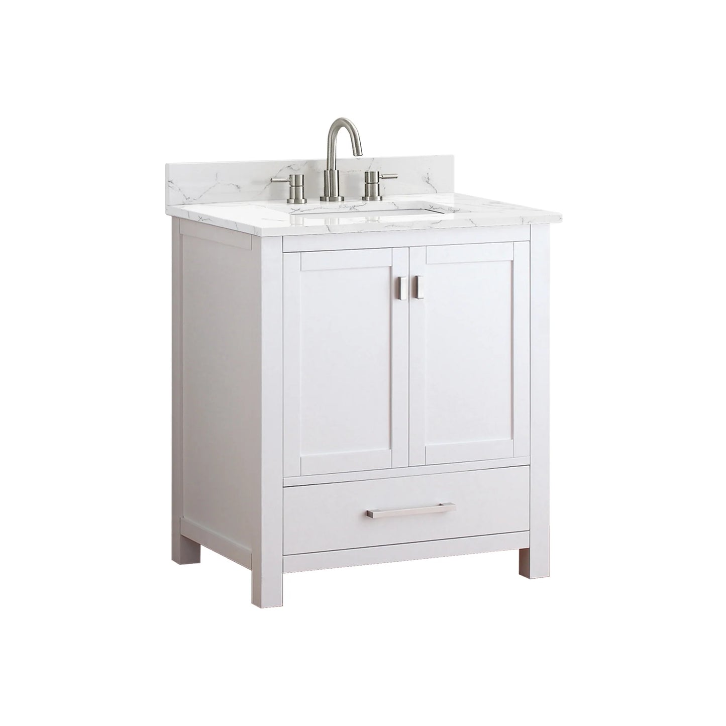 Modero 30" Freestanding Bathroom Vanity with Stone Top and Vitreous China Undermount Sink