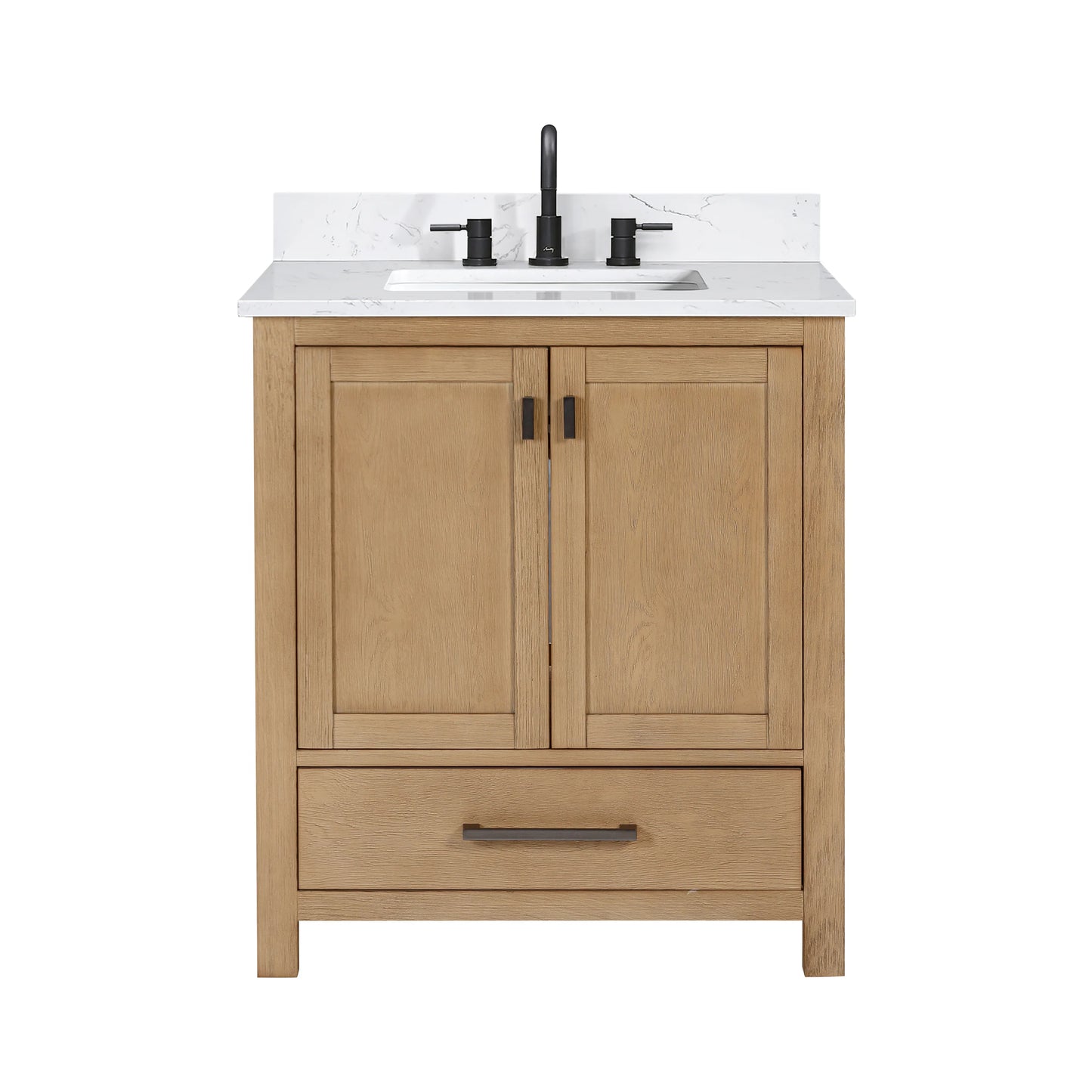 Modero 30" Freestanding Bathroom Vanity with Stone Top and Vitreous China Undermount Sink