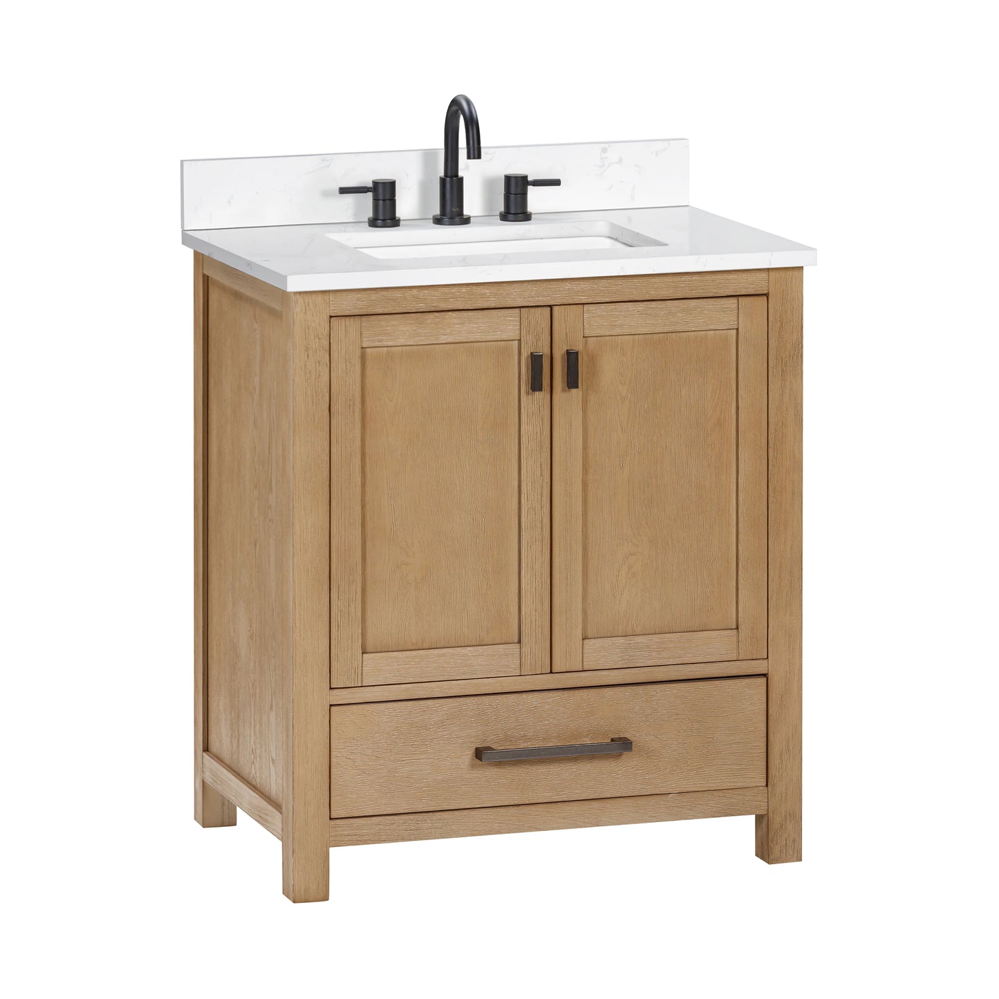 Modero 30" Freestanding Bathroom Vanity with Stone Top and Vitreous China Undermount Sink