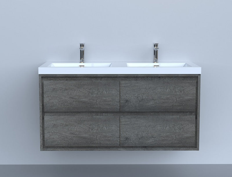 Sage 48" Wall Mounted Bathroom Vanity with Reinforced Acrylic Integrated Sink Top