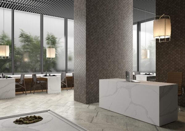Viatera Calacatta Sol Brushed Quartz Slab
