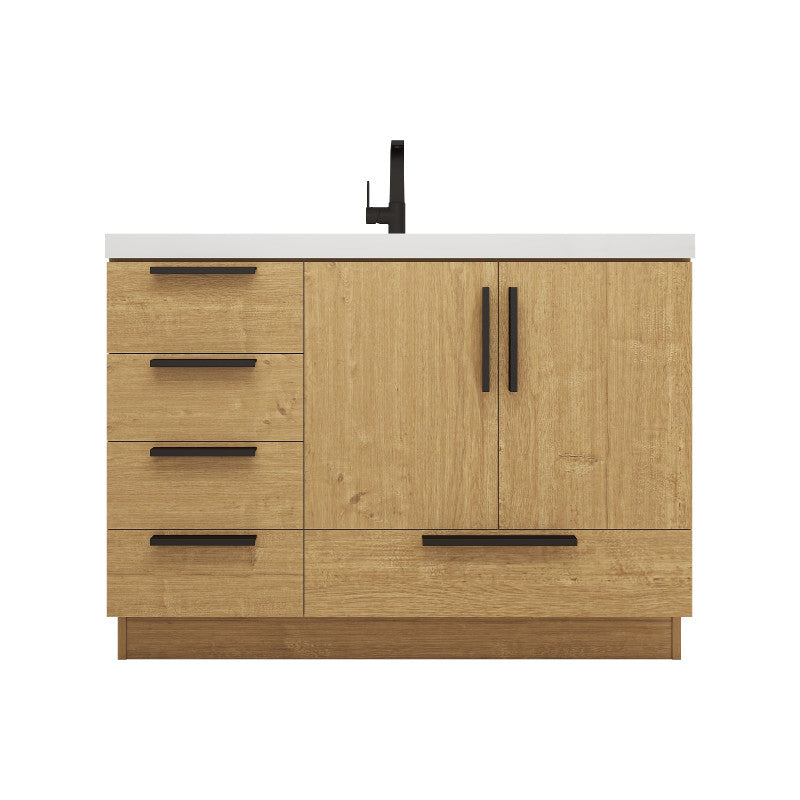 Carla 48" Freestanding Bathroom Vanity with Reinforced Acrylic Integrated Sink Top