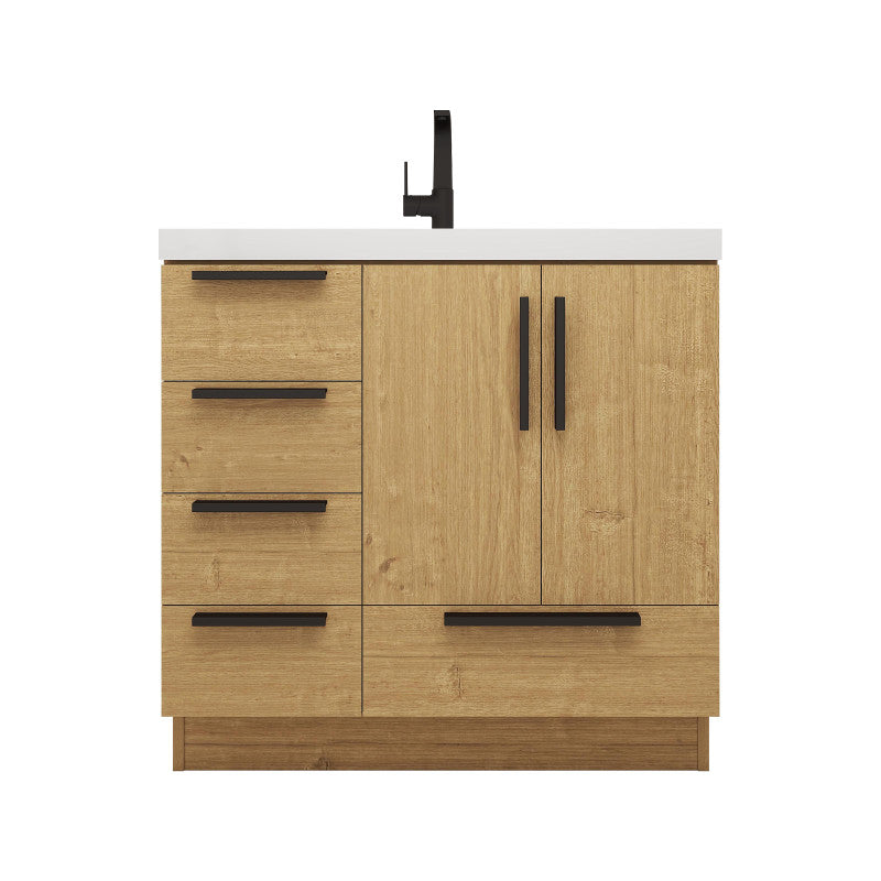 Carla 42" Freestanding Bathroom Vanity with Reinforced Acrylic Integrated Sink Top