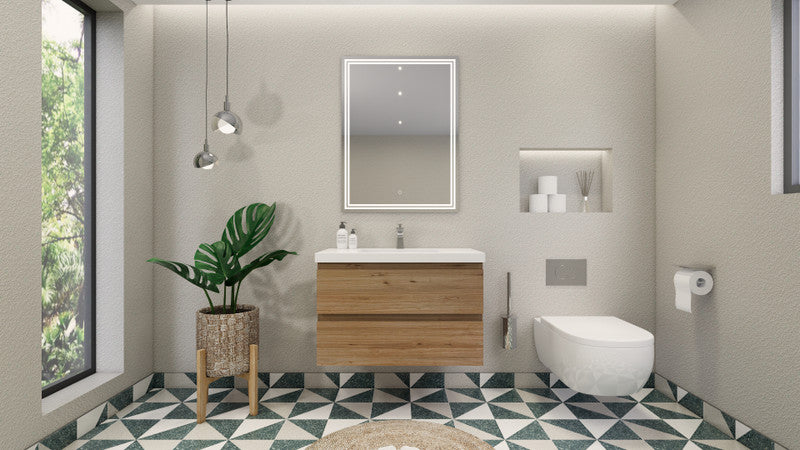 Bohemia Lina 36" Wall Mounted Bathroom Vanity with Reinforced Acrylic Integrated Sink Top