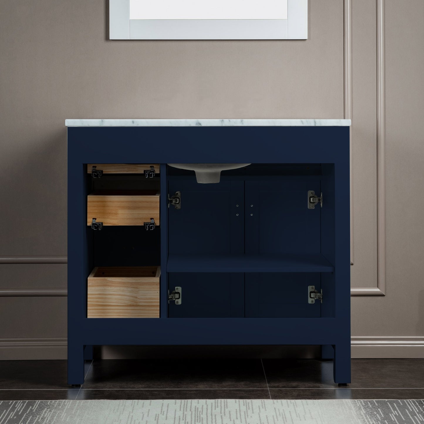 Milan 36" Freestanding Bathroom Vanity with Stone Top and Porcelain Undermount Sink