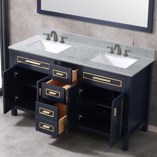 Milan 60" Freestanding Bathroom Vanity with Stone Top and Porcelain Undermount Sink