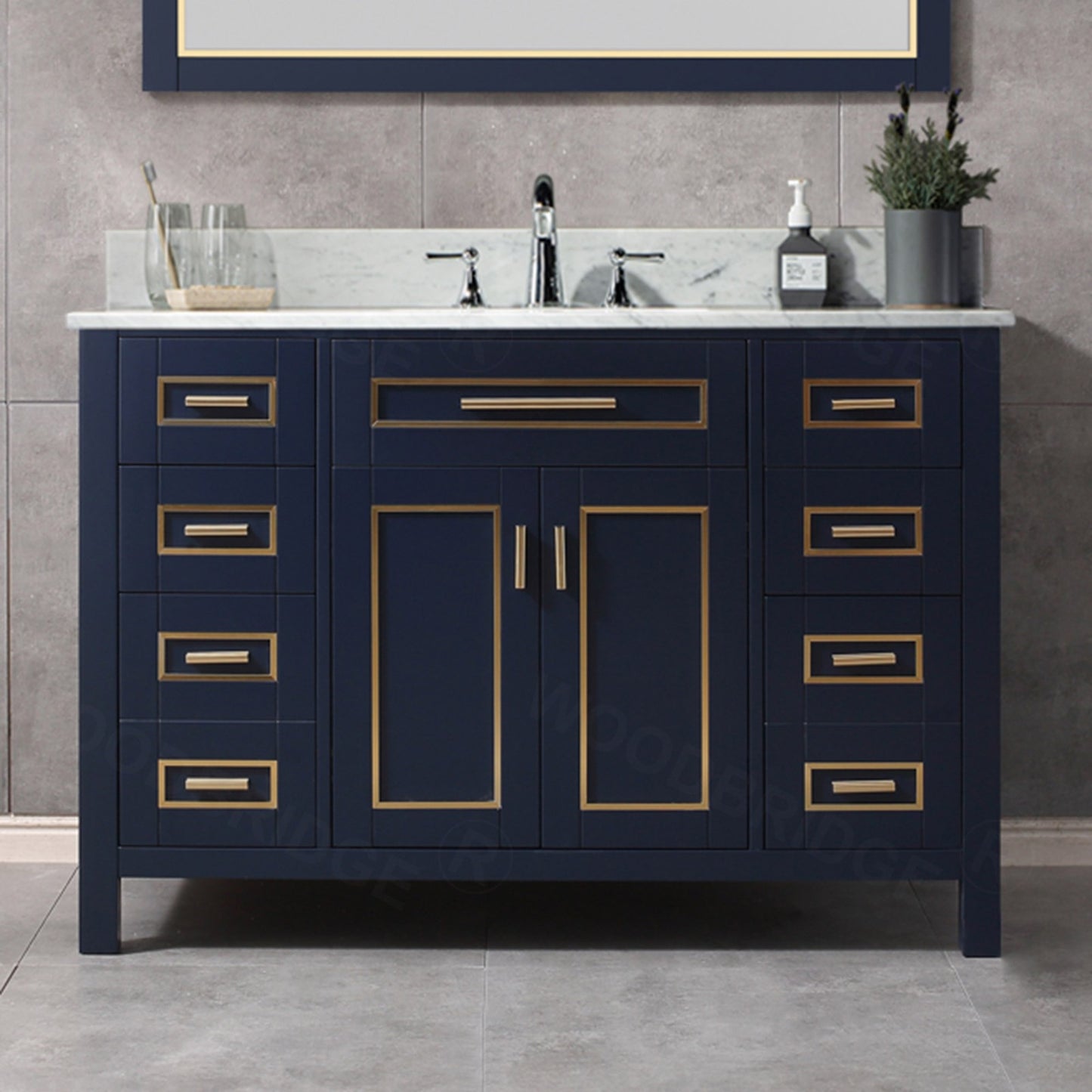 Milan 48" Freestanding Bathroom Vanity with Stone Top and Porcelain Undermount Sink