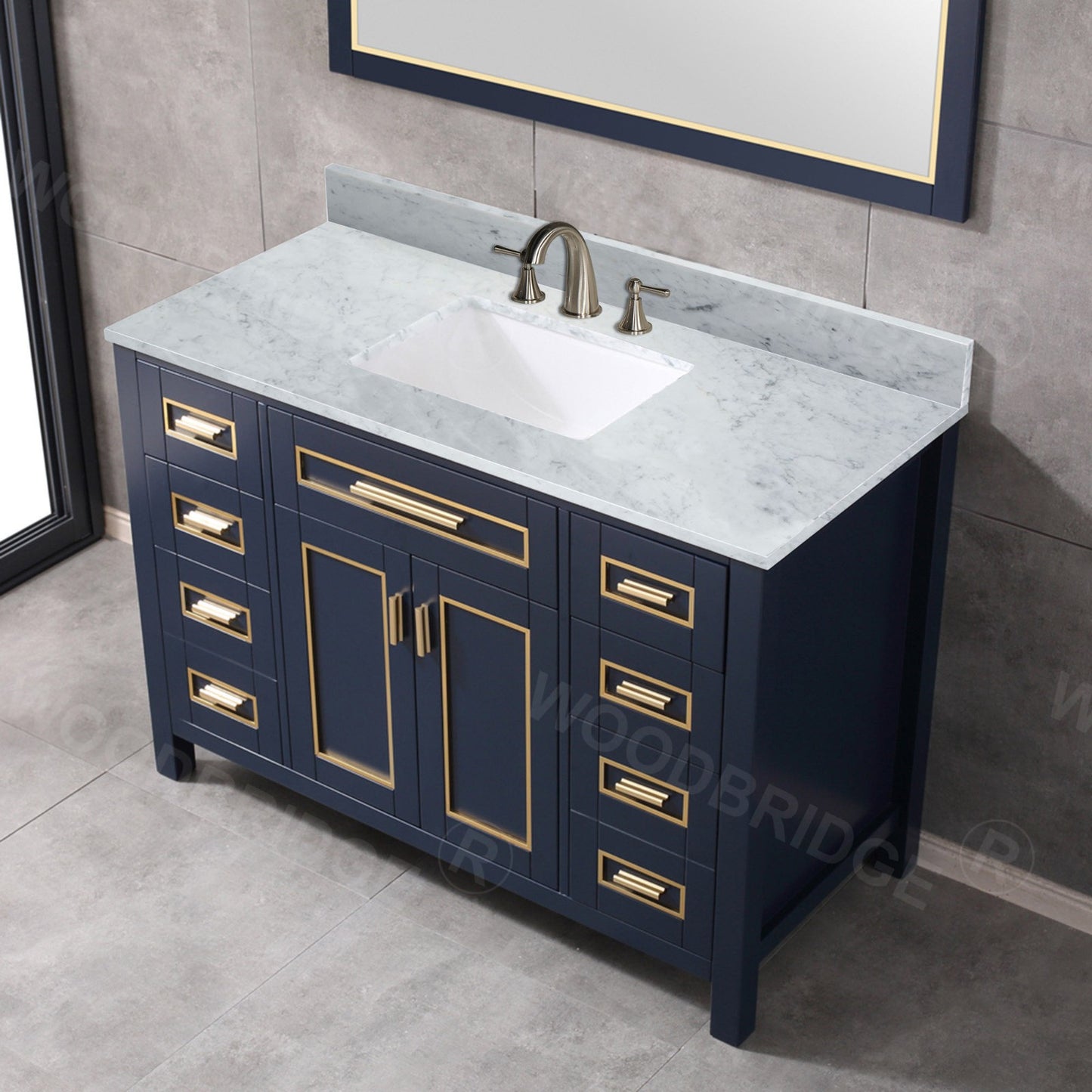 Milan 48" Freestanding Bathroom Vanity with Stone Top and Porcelain Undermount Sink