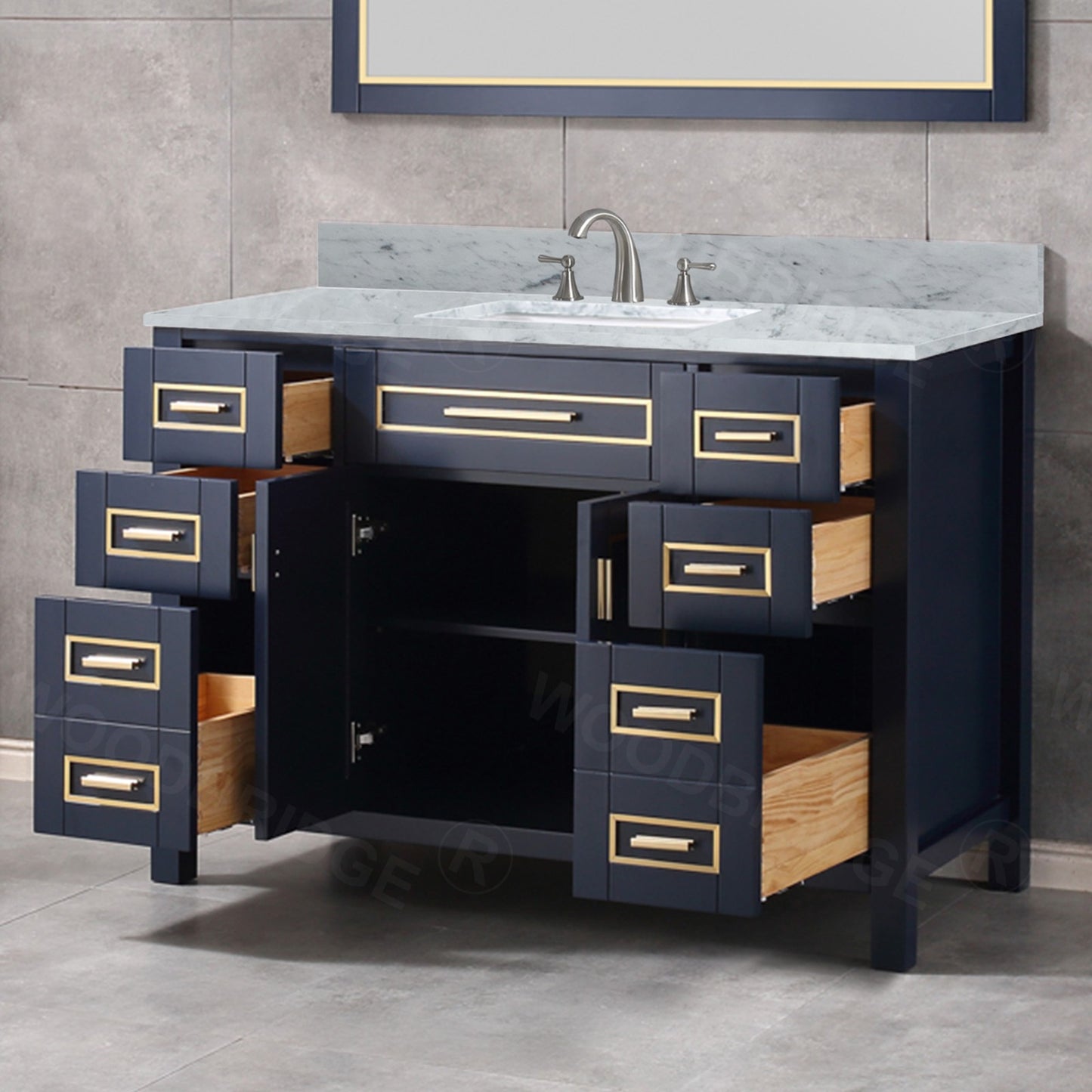 Milan 48" Freestanding Bathroom Vanity with Stone Top and Porcelain Undermount Sink
