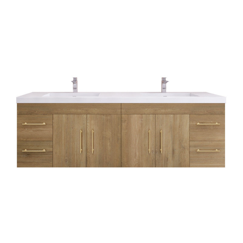 Elsa 72" Wall Mounted Bathroom Vanity with Reinforced Acrylic Integrated Sink Top