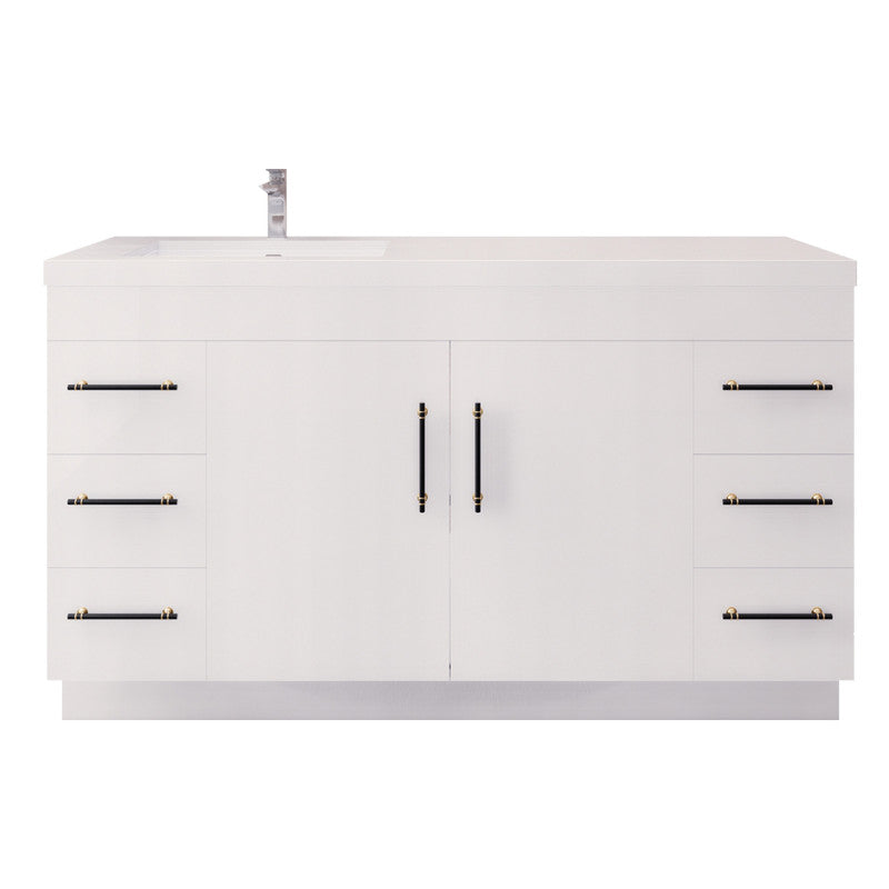 Elsa 60" Freestanding Bathroom Vanity with Reinforced Acrylic Integrated Sink Top