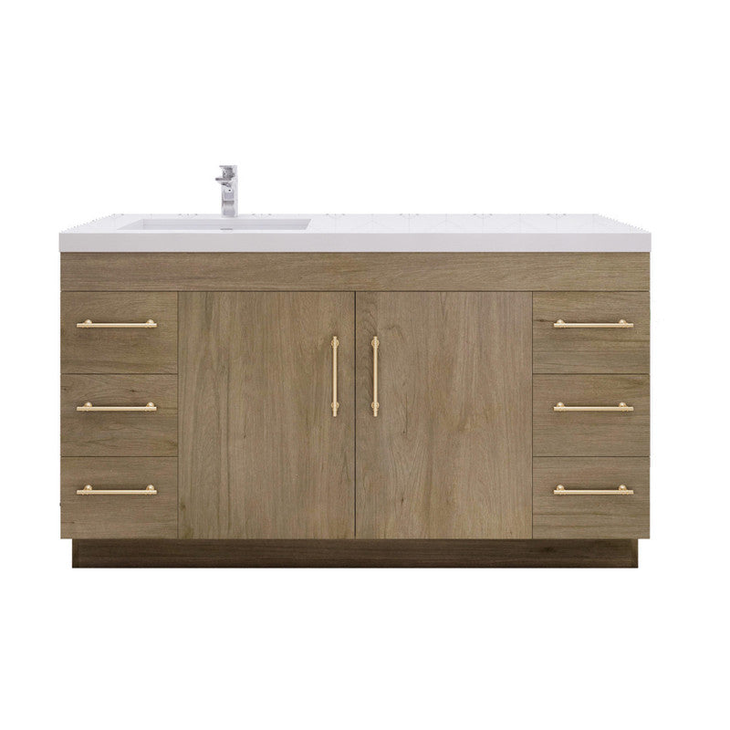 Elsa 60" Freestanding Bathroom Vanity with Reinforced Acrylic Integrated Sink Top