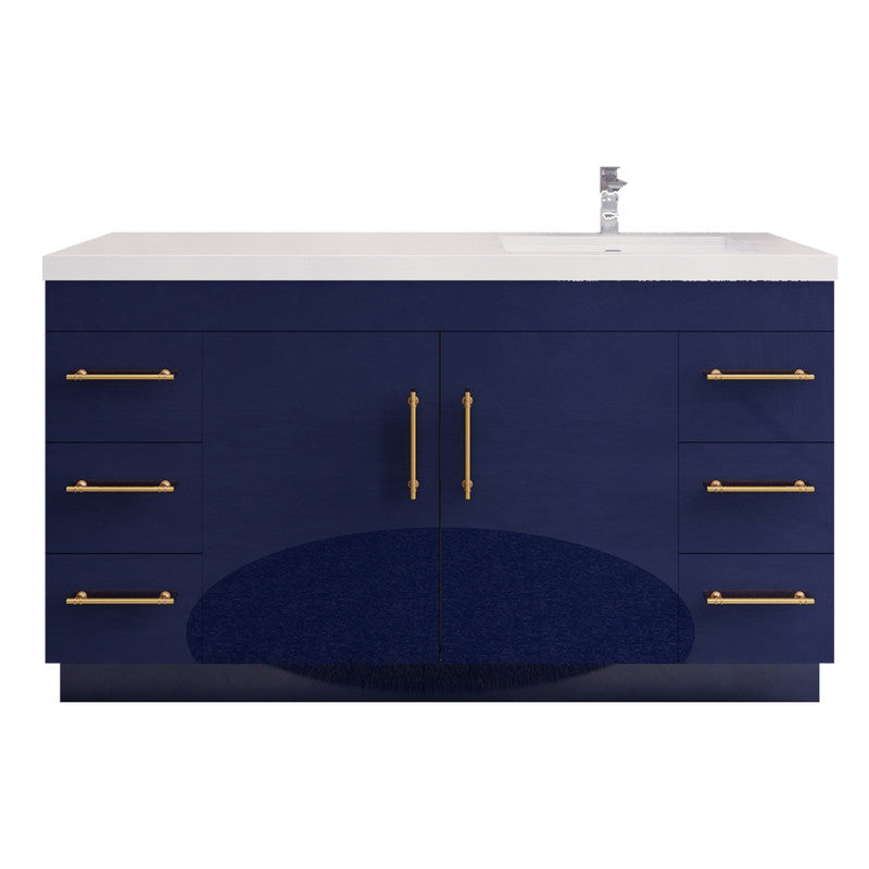 Elsa 60" Freestanding Bathroom Vanity with Reinforced Acrylic Integrated Sink Top