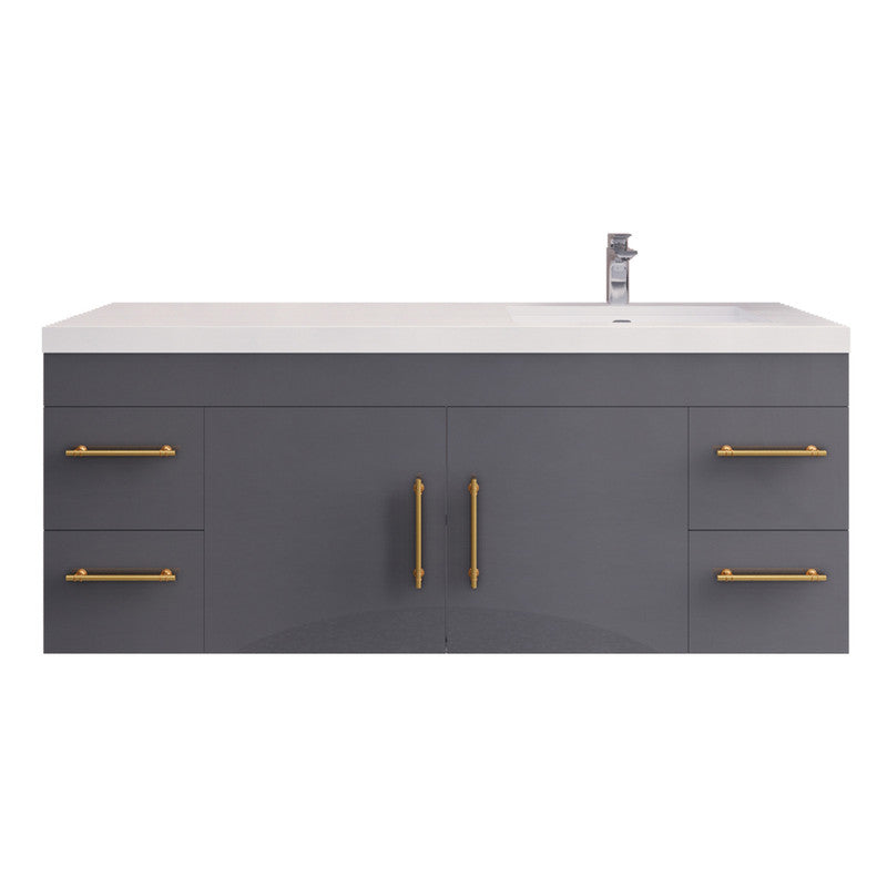 Elsa 60" Wall Mounted Bathroom Vanity with Reinforced Acrylic Integrated Sink Top