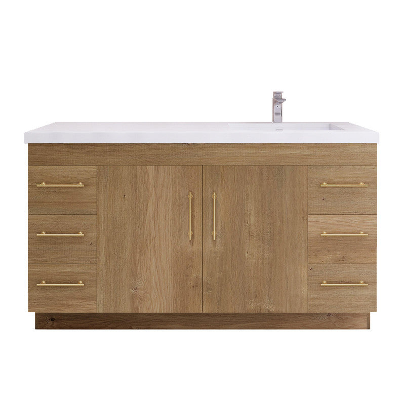 Elsa 60" Freestanding Bathroom Vanity with Reinforced Acrylic Integrated Sink Top