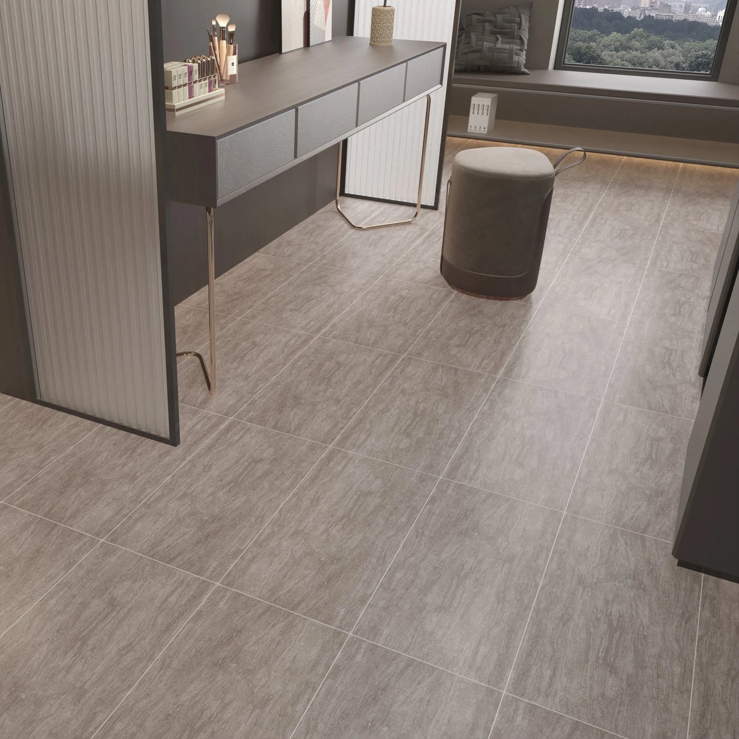 Brushes French Grey Porcelain Tile