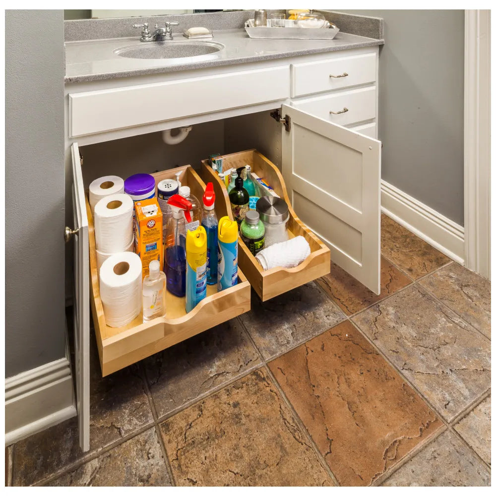 Philomena Wood High Back Vanity Rollout Drawer