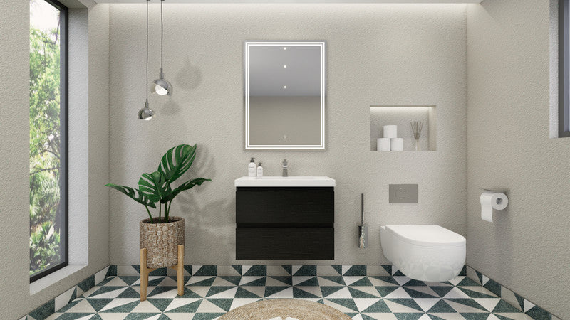 Bohemia Lina 30" Wall Mounted Bathroom Vanity with Reinforced Acrylic Integrated Sink Top