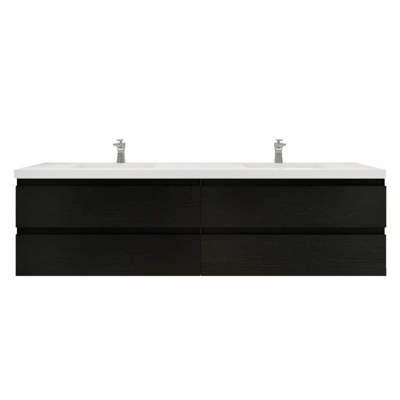 Bohemia Lina 84" Wall Mounted Bathroom Vanity with Reinforced Acrylic Integrated Sink Top