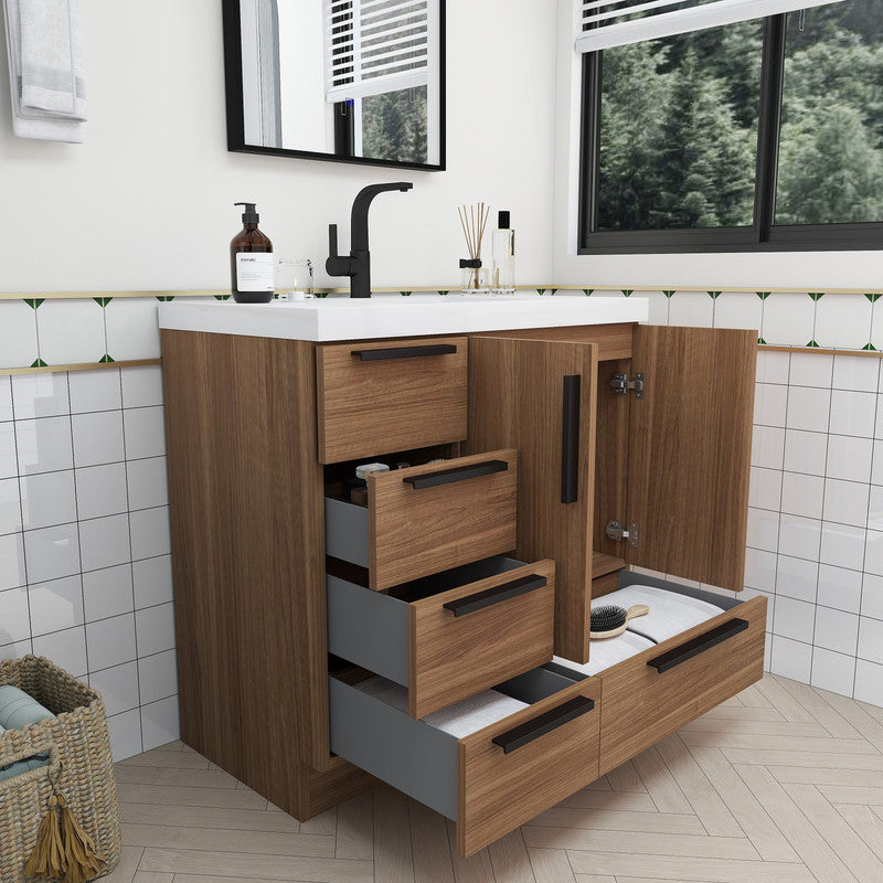 Carla 36" Freestanding Bathroom Vanity with Reinforced Acrylic Integrated Sink Top