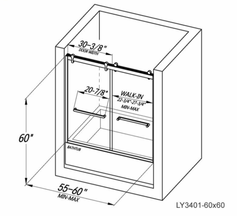 Viktor Semi-Frameless Double Sliding Shower Door