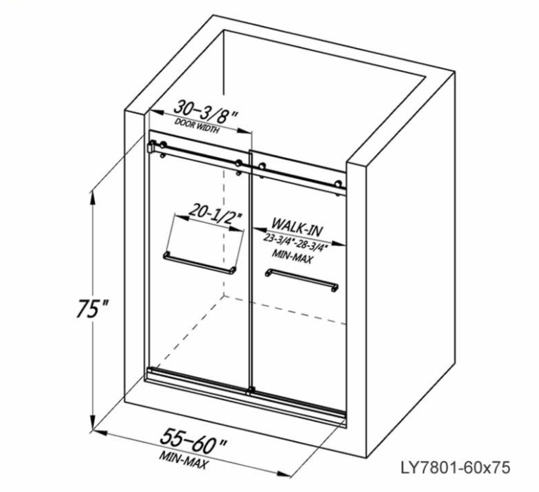 Yanda Frameless Double Sliding Shower Door