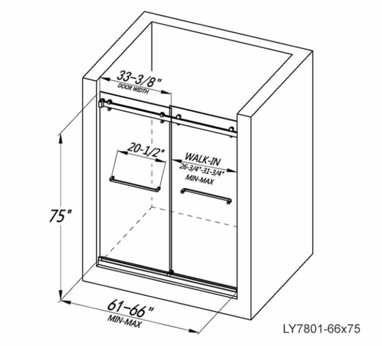 Yanda Frameless Double Sliding Shower Door