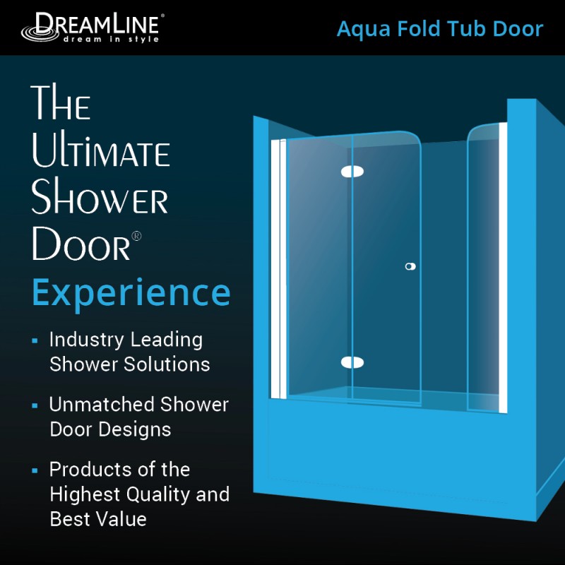 Aqua Frameless Bi-Fold Tub Door with Extender Panel