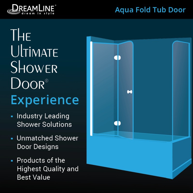Aqua Frameless Bi-Fold Tub Door with Return Panel