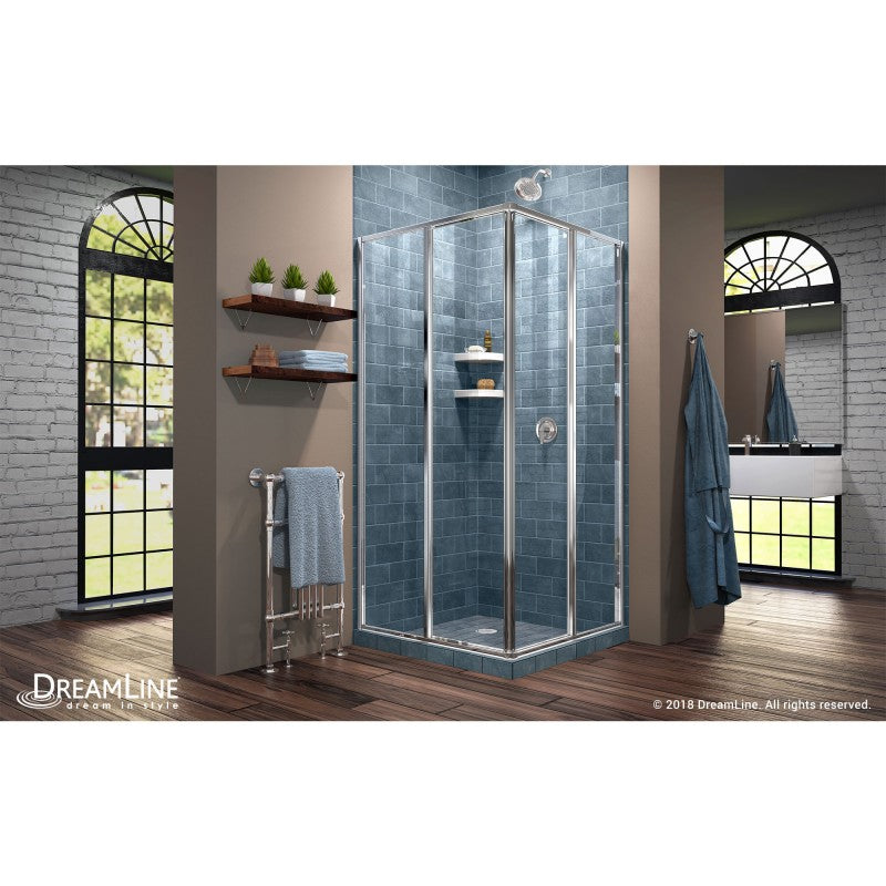Cornerview Framed Corner Enclosure Center Sliding Shower Door