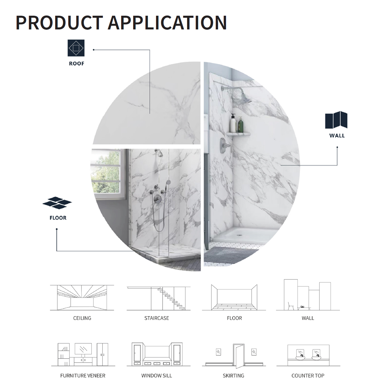 Calacatta Nori Grey SPC Shower Wall Panel