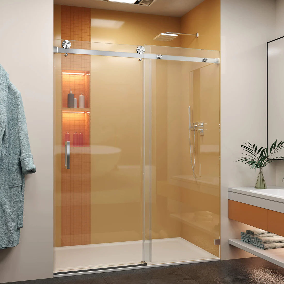 Zotikos Frameless Single Sliding Shower Door