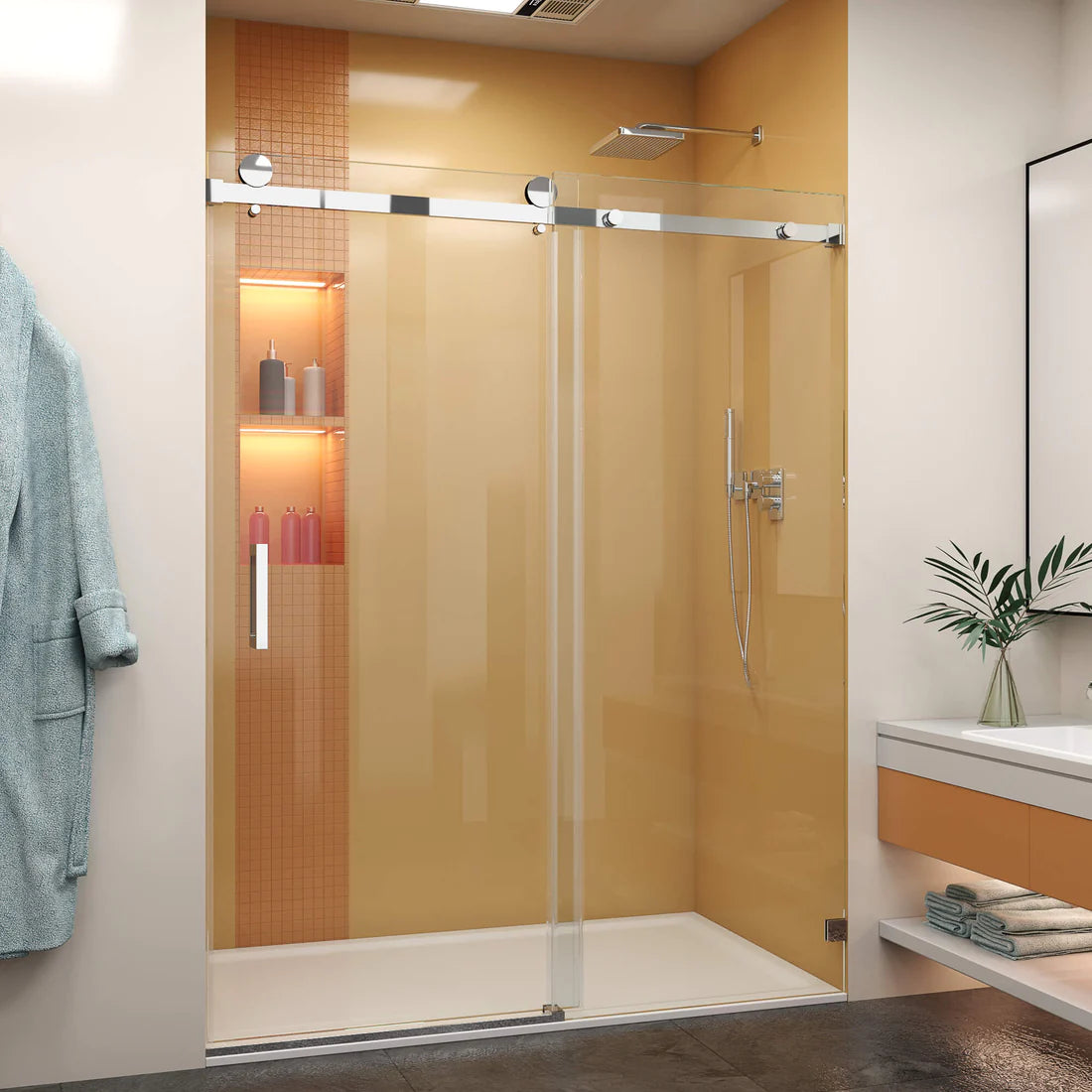 Zotikos Frameless Single Sliding Shower Door