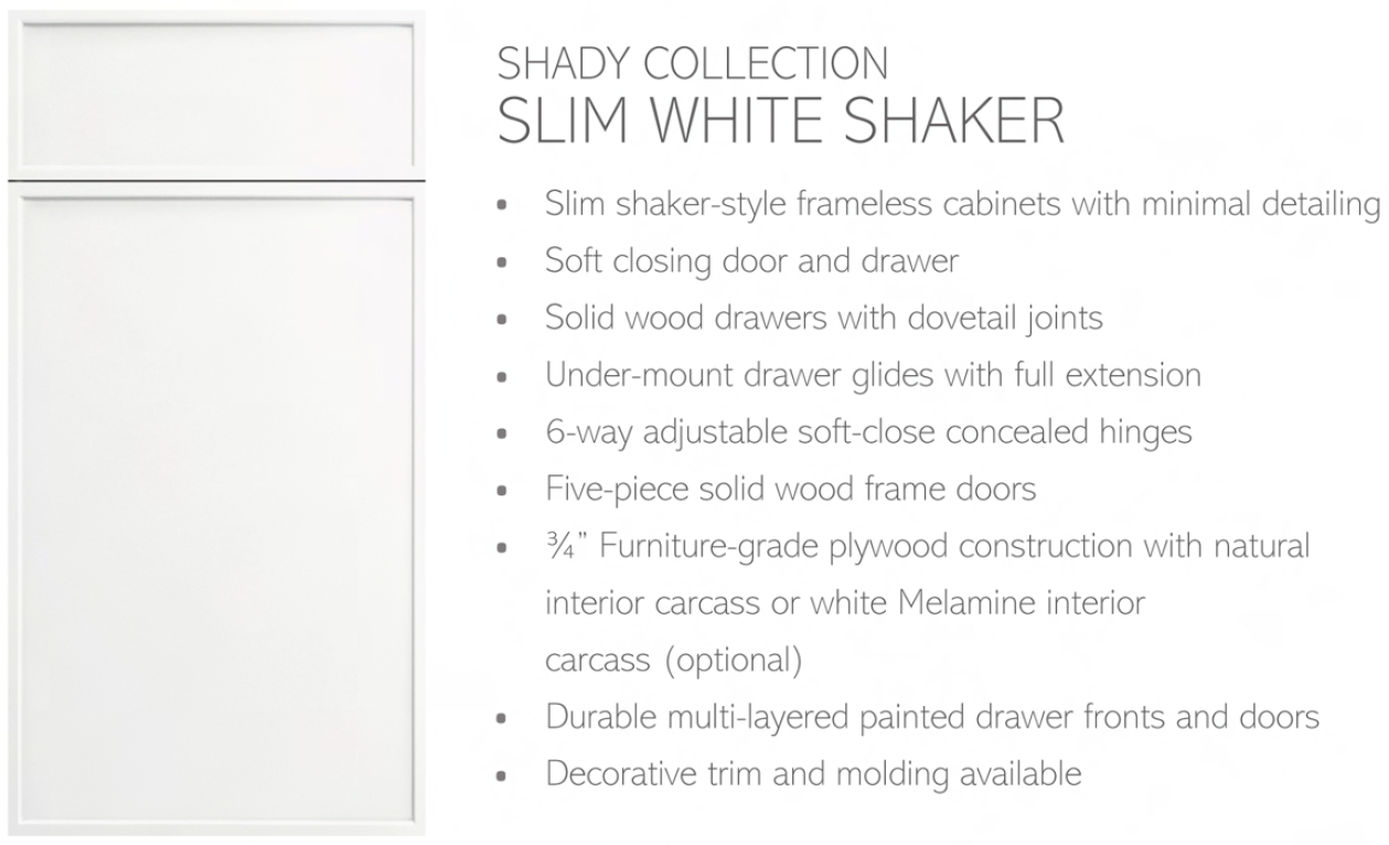 Shady Slim White Frameless Shaker