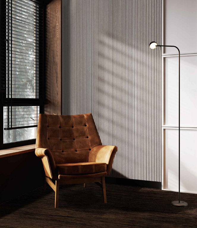 Grey Oak Two-Tone Small Slatted Polypropylene Interior Decorative Wall Panel