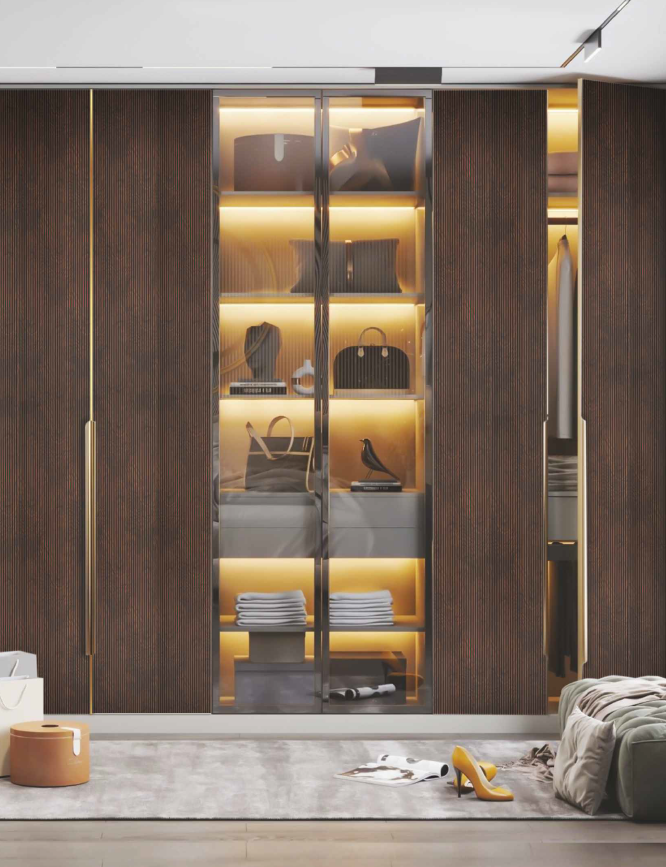 Dark Oak Two-Tone Small Slatted Polypropylene Interior Decorative Wall Panel