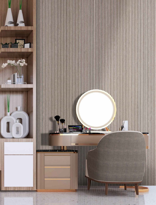 Ash Grey Scallop Polypropylene Interior Decorative Wall Panel