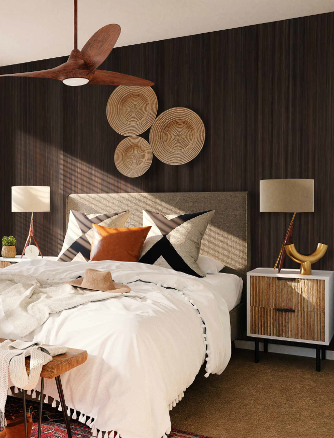 Dark Oak Scallop Polypropylene Interior Decorative Wall Panel