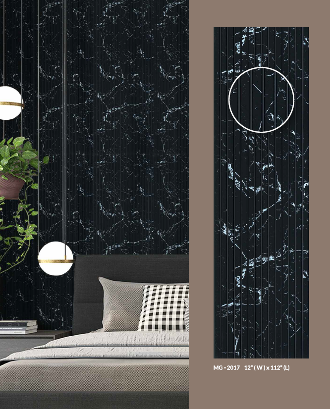 Nero Marquina Medium Slatted Polypropylene Interior Decorative Wall Panel